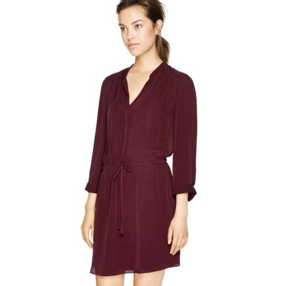 Aritzia Babaton 100% Silk Bennett Dress Maroon Red Size L Office